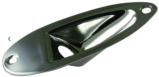 Jack Plate - replacement for Stratocaster guitar output, Chrome