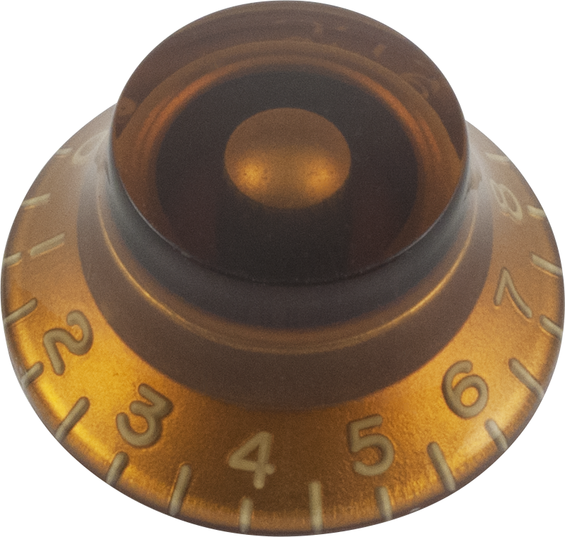 Knob - Top Hat, Embossed Numbers, Gibson Style, Amber
